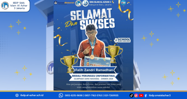 Falih Zandri Ramadhan of SMA Islam Al Azhar 3 Jakarta wins a Bronze Medal in Informatics at the 2026 National Science Olympiad.