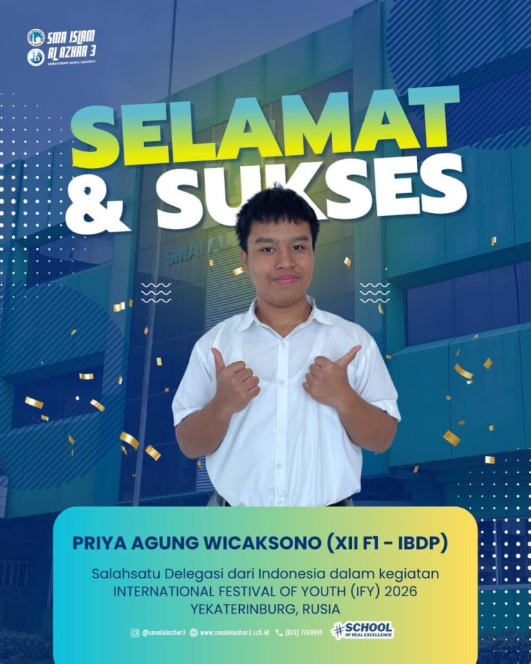 Priya Agung Wicaksono of IBDP SMA Islam Al Azhar 3 Jakarta represents Indonesia at the International Festival of Youth 2026 in Yekaterinburg, Russia.